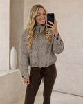 Dark Chocolate Gingham Drawstring Hem Zip Jacket