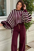 The Bordeaux Balloon Sleeve Knit Top