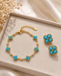 Turquoise Blossom Bracelet & Earrings Set