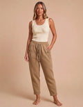 Caramel Button-Tab Barrel Fit Joggers