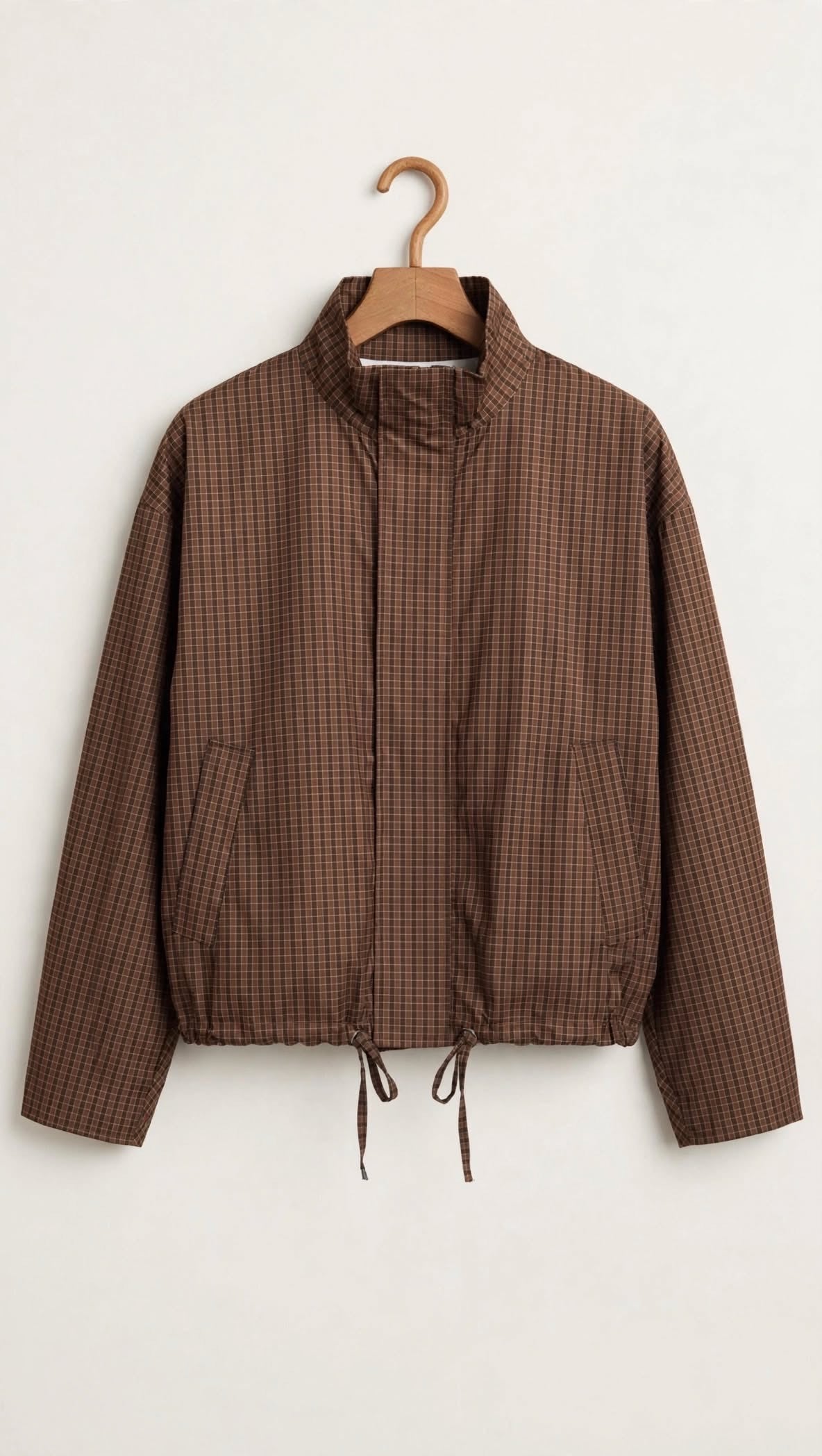Luxe Milk Chocolate Check Drawstring Jacket