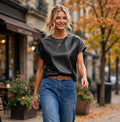 Black Croc Faux Leather Top (Available in other Colours)