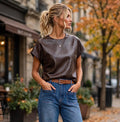 Chocolate Croc Faux Leather Top (Available in other Colours)