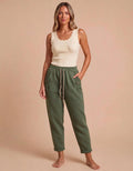 Khaki Button-Tab Barrel Fit Joggers