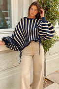 The Navy & White Balloon Sleeve Knit Top (available in other colours)