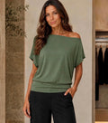 Khaki Slouchy Boat Neck Top