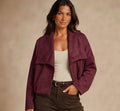 Wine Inspired Faux Suede Wrap Jacket (Available in Other Colours)