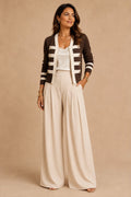 The Militaire Band Jacket Cardigan - Chocolate & Beige