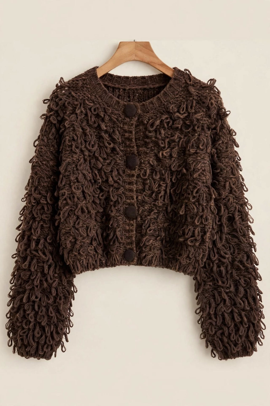 Luxe Two-Tone Teddy Loop Cardigan