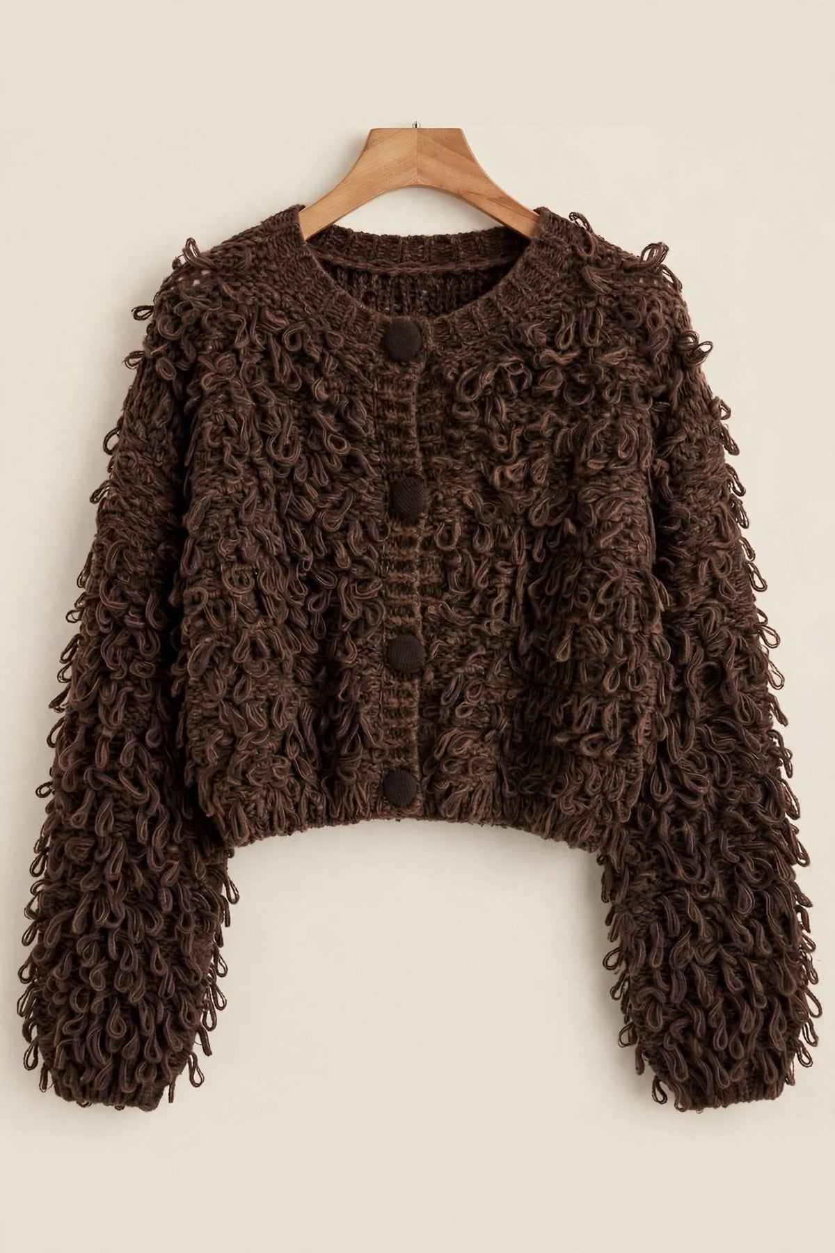 Luxe Two-Tone Teddy Loop Cardigan