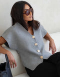 Grey Gold Button Point Hem Top/Cardigan (available in other colours)