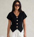 Black Gold Button Point Hem Top/Cardigan (available in other colours)