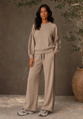 The Mocha with Choco Double-Stripe Wide-Leg Co ord Set