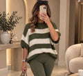 Khaki Stripe Chunky Knit Jumper