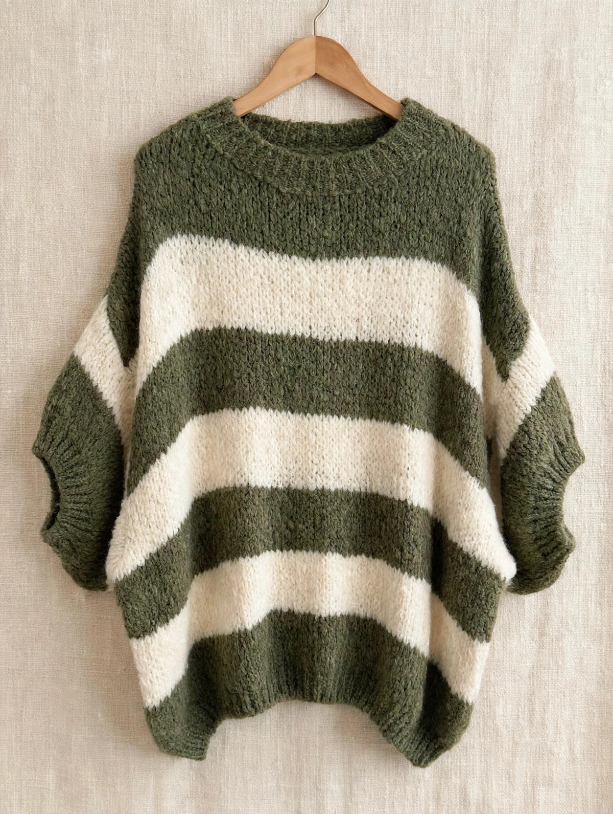 Khaki Stripe Chunky Knit Jumper