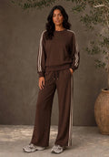 The Chocolate With Cream Double-Stripe Wide-Leg Co ord Set