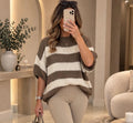 Mocha Stripe Chunky Knit Jumper