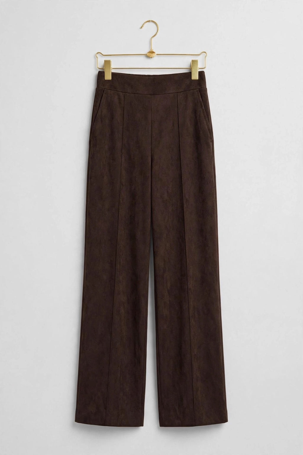 Chocolate Faux Suede Seam Front Pants