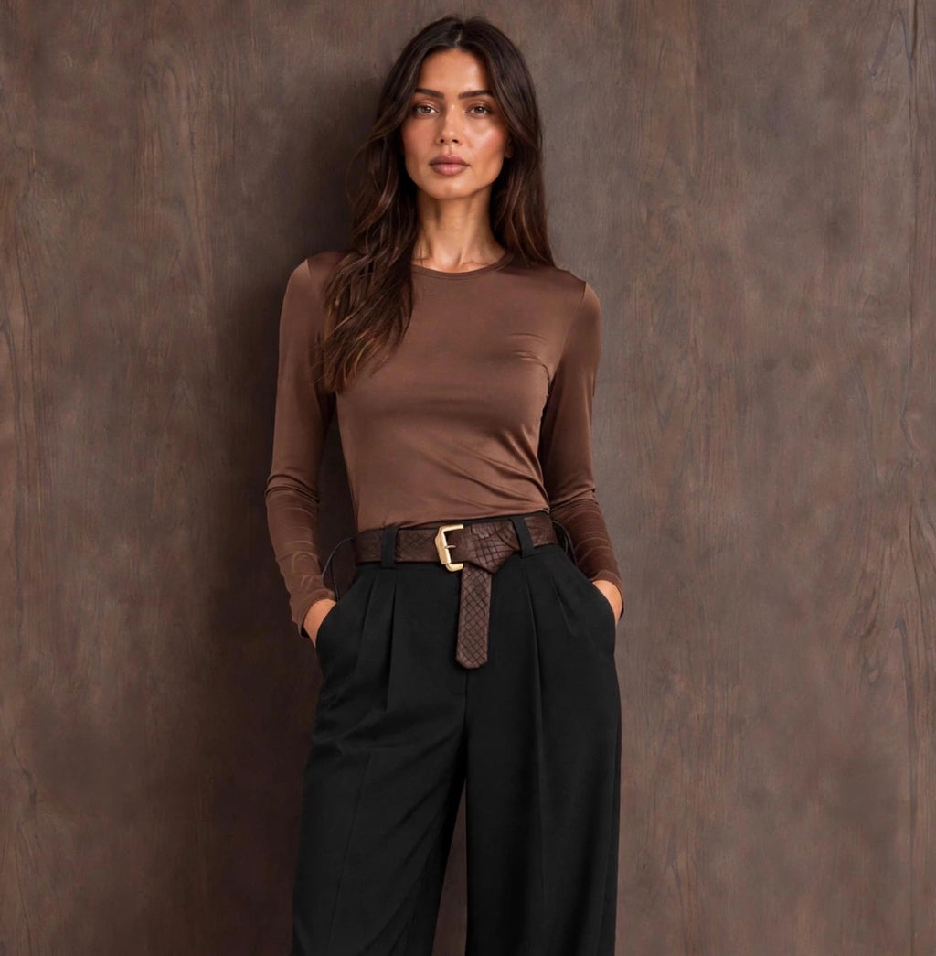 Brown Sculpting Long Sleeve Top (available in other colours)