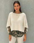 Cream Plush Faux Fur Poncho Top