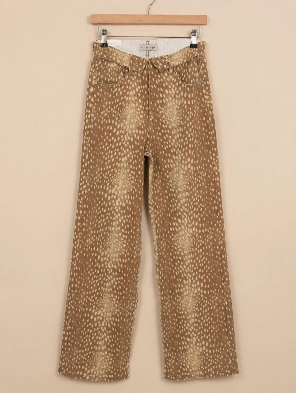 Camel & Cream Bambi Print Soft Touch Wide Leg Jeans
