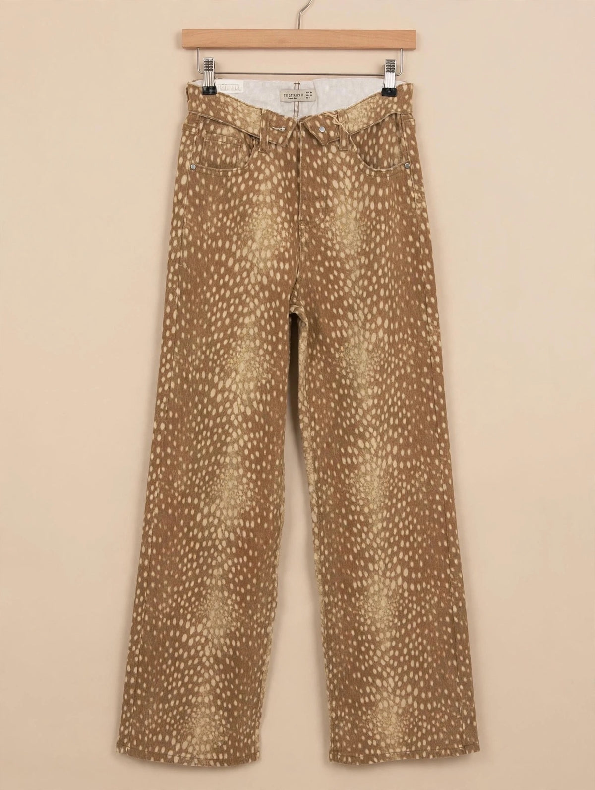 Camel & Cream Bambi Print Soft Touch Wide Leg Jeans