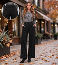 Black Faux Suede Seam Front Pants