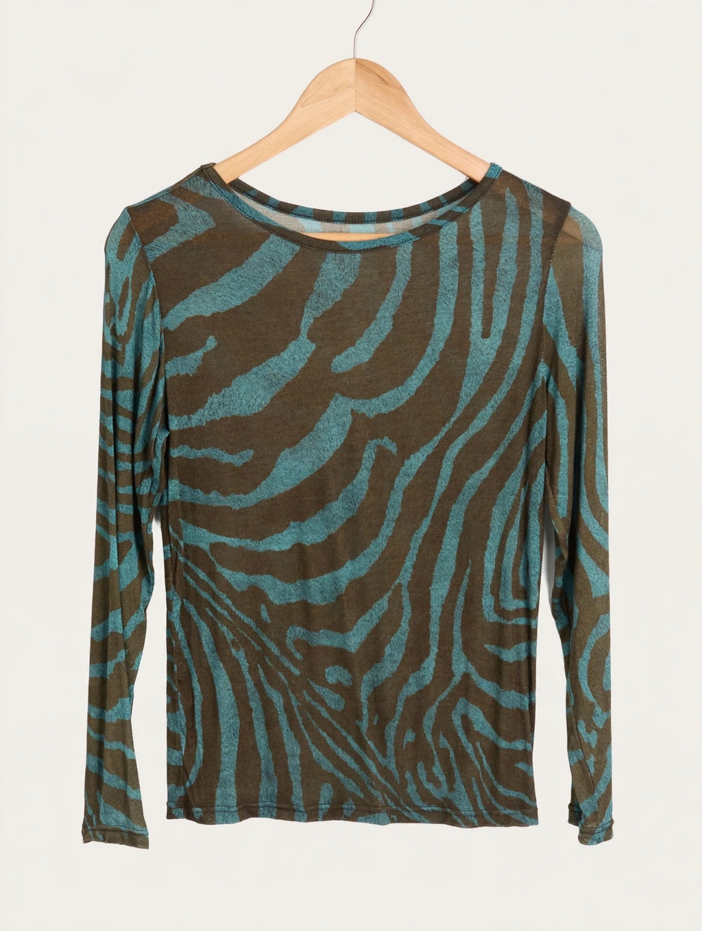 Teal & Brown Zebra Cashmere Blend Top