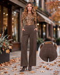 Brown Faux Suede Seam Front Pants