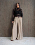 Black Sequin Floral Sheer Top