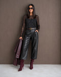 Black Belted Faux Leather Cropped Wide Leg Pants (available in other colours)