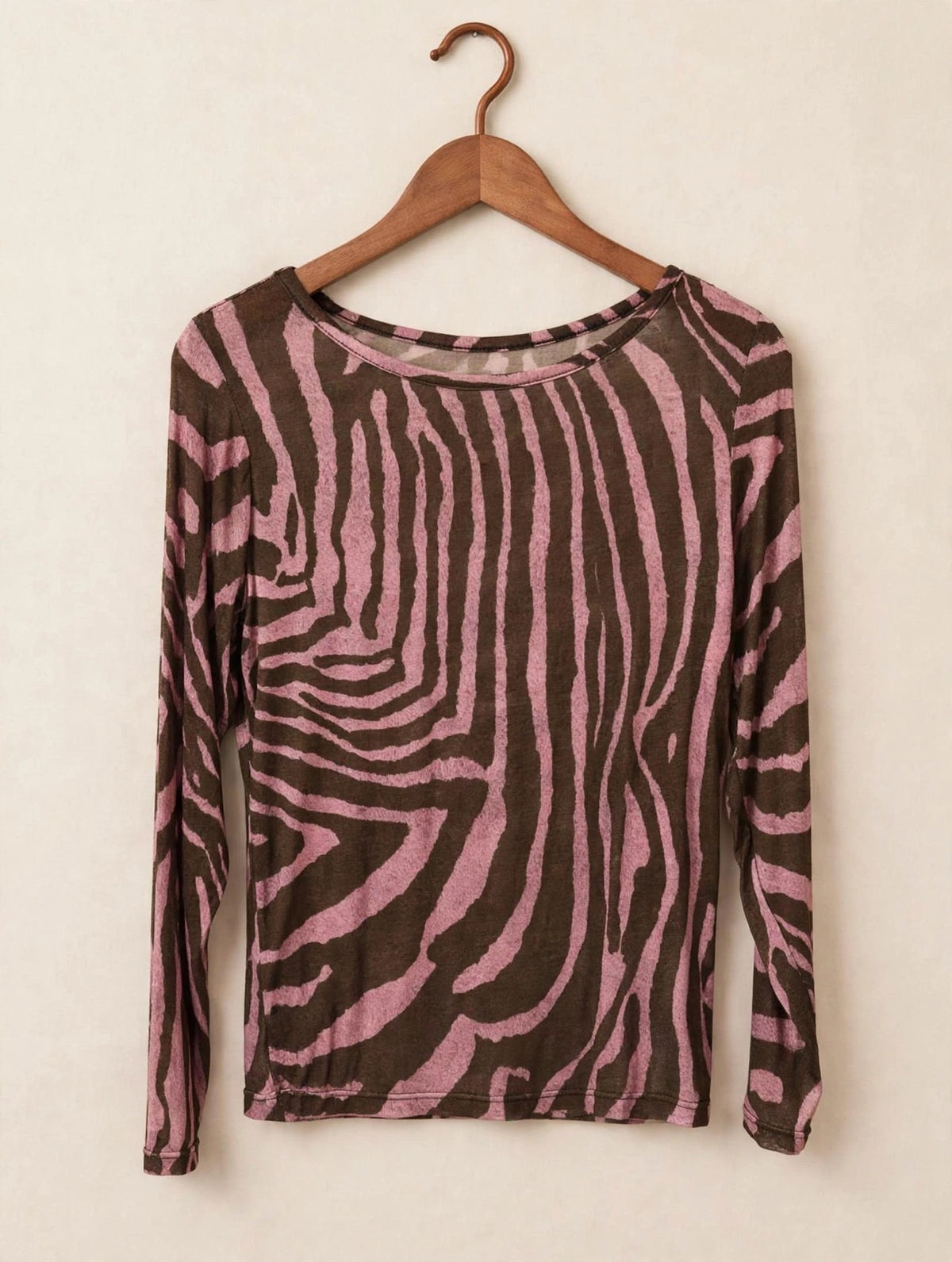 Pink & Brown Zebra Cashmere Blend Top