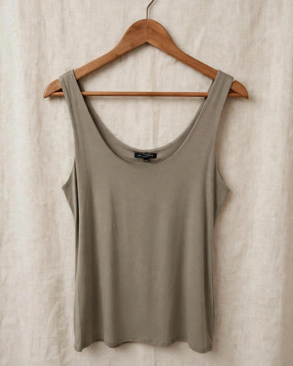 Taupe Italian Soft Stretch Scoop Neck Vest Top