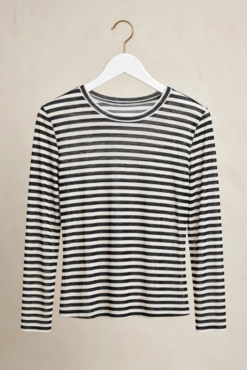 Black & White Stripe Sheer Mesh Top