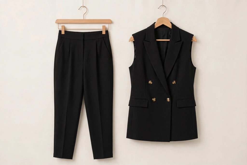 Black Tailored Waistcoat & Trouser Co-ord Set