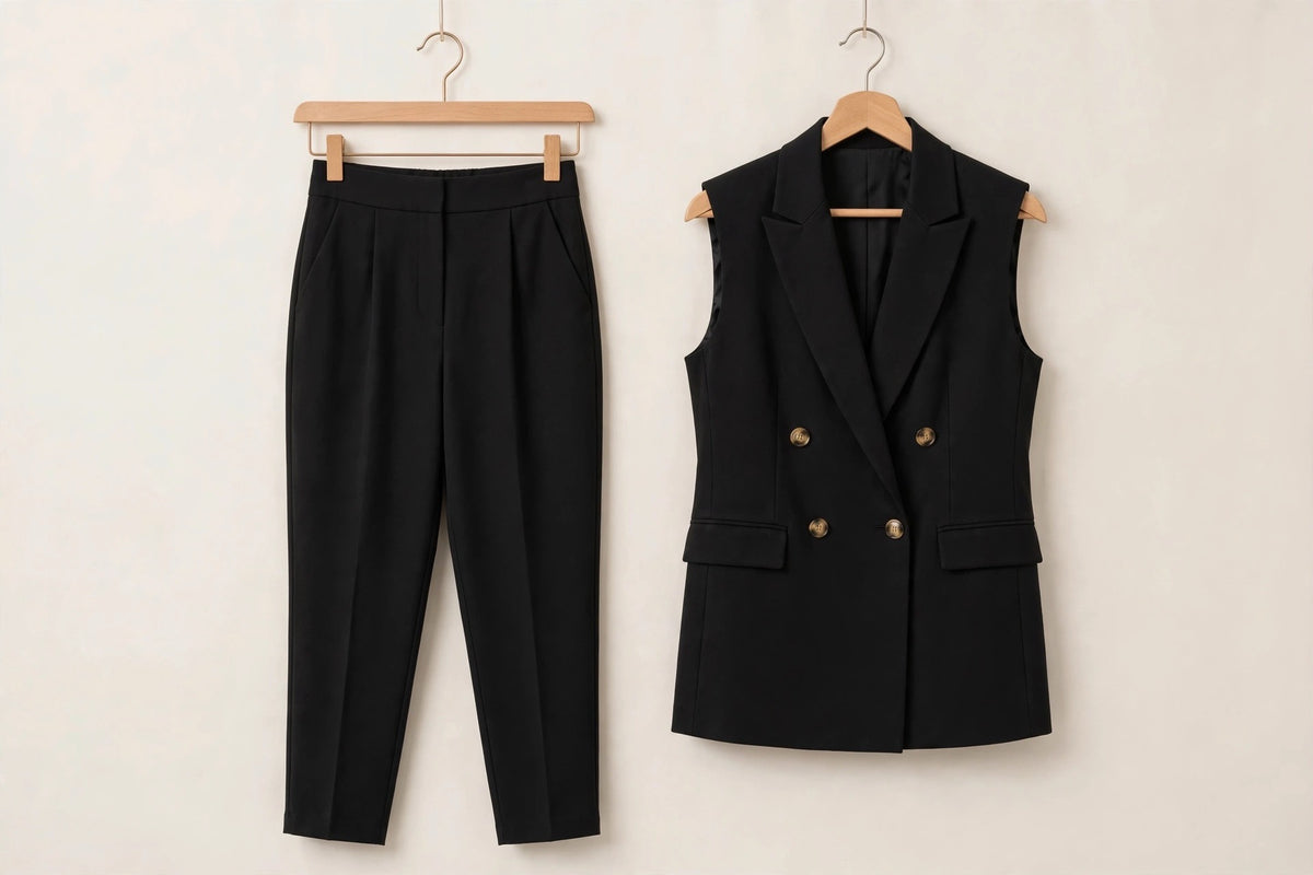 Black Tailored Waistcoat & Trouser Co-ord Set