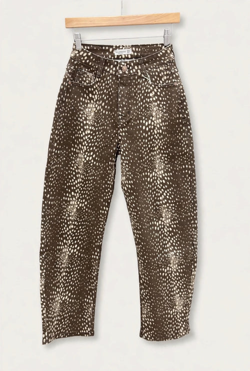Bambi Print Chocolate Barrel Leg Jeans