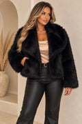 Black Curvy Luxe Faux Fur Jacket