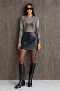 Black & White Stripe Sheer Mesh Top