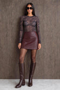 Black Smoky Zebra Print Sheer Mesh Top