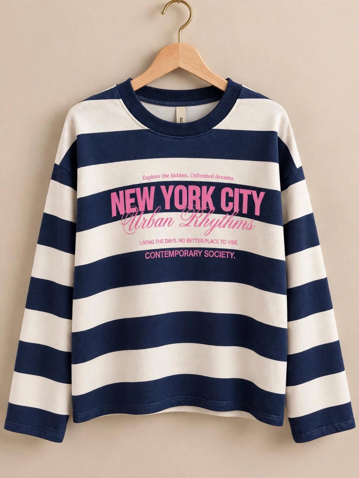 💗 New York City Navy Stripe Sweatshirt