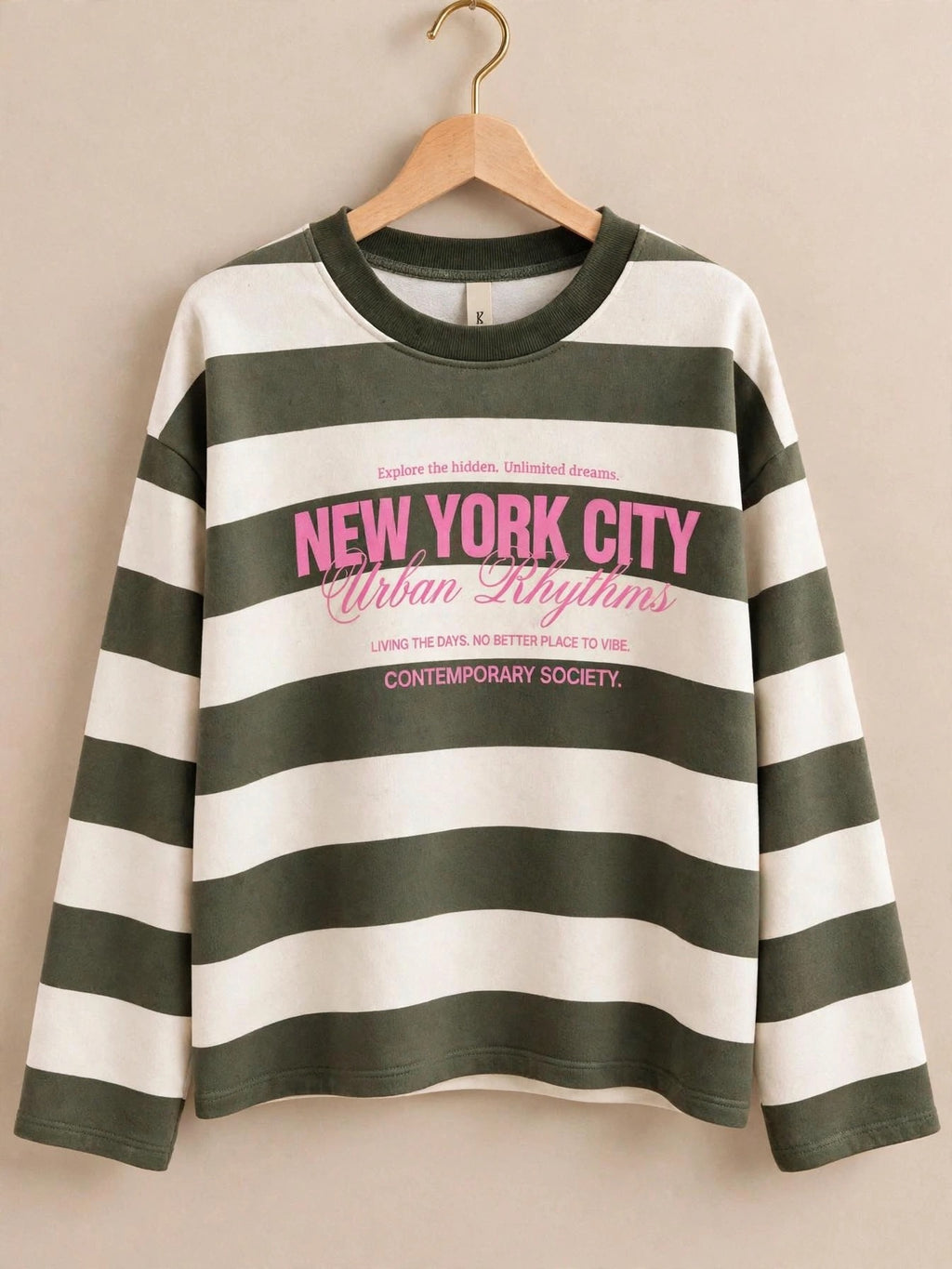 💗 New York City Khaki Stripe Sweatshirt