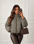 Luxe Khaki Gingham Quilted Puffer Jacket 🤎 (available in other colours)