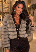 Luxe Mink Taupe Faux Fur Bubble Sleeve Cardigan