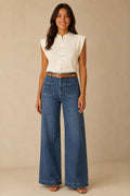 White Military Look Frog Button Knit Top
