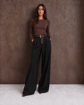 Black Zara Inspired Luxe Belted Wide Leg Pants