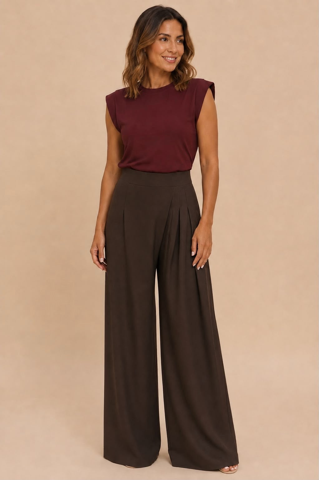 Wide Leg Asymmetrical Pleated Trousers