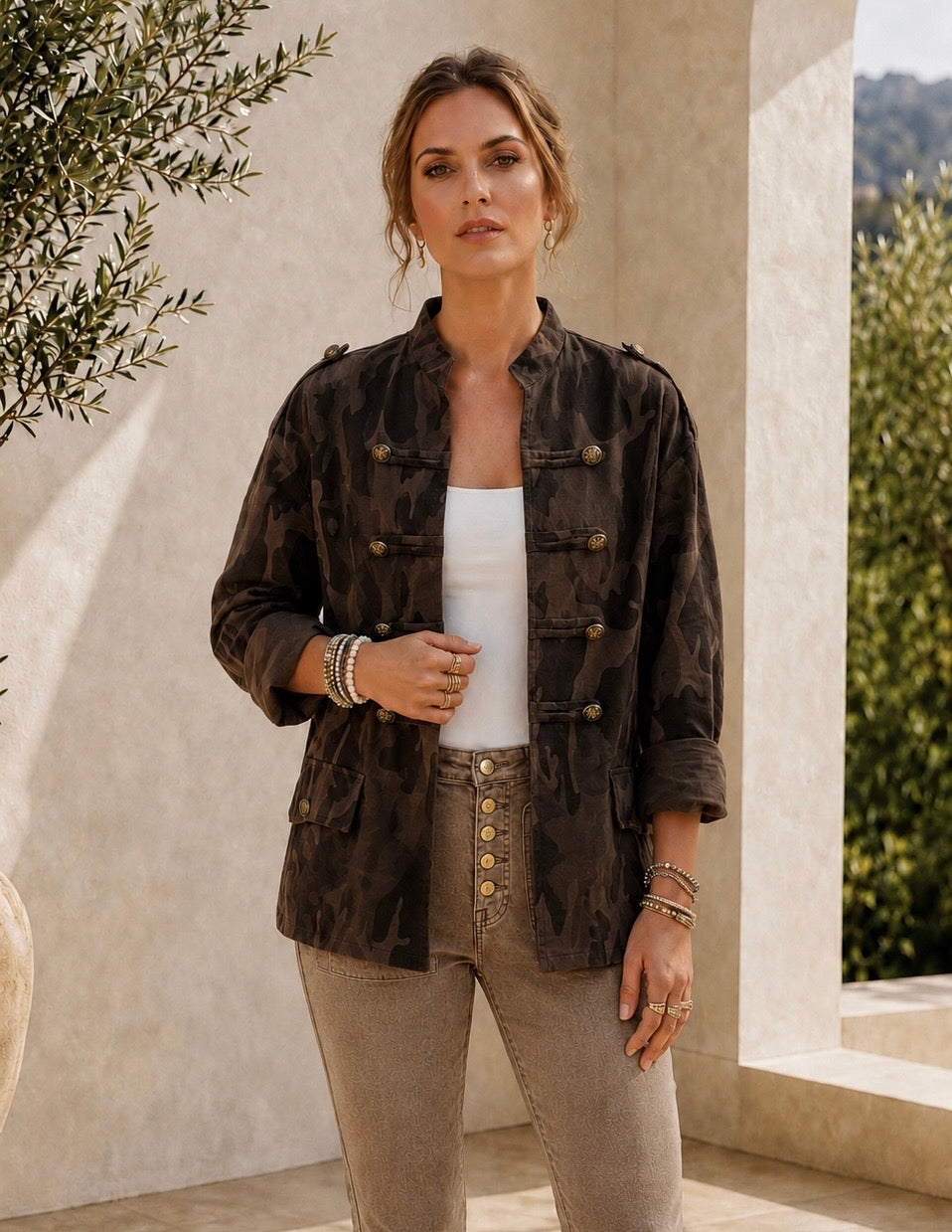 Camo Denim Feel Military Jacket