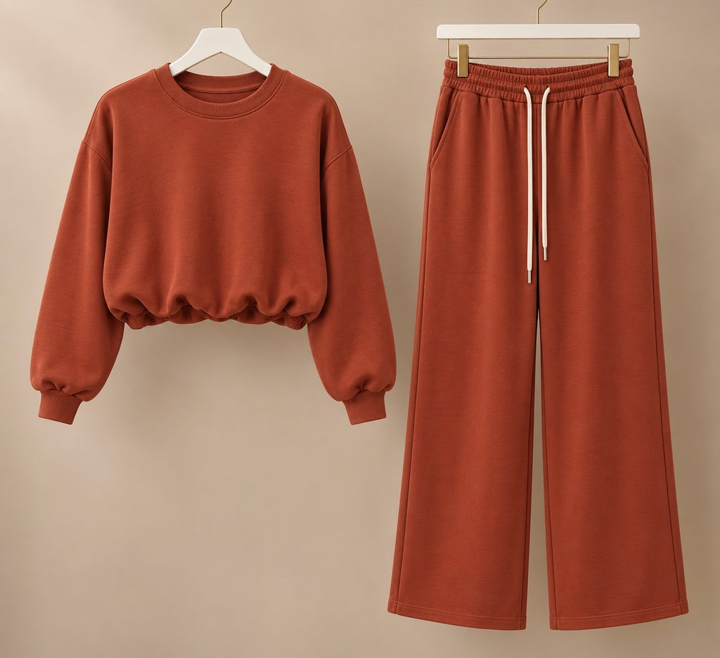 Rust Ruched Hem Lounge Co-Ord Set