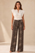 Chocolate Bambi Print Wide Leg Jeans